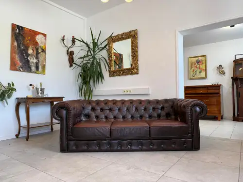 Chesterfield 3er Clubsofa Diwan Couch Antik Braun Kultstück G1832