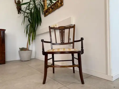 Biedermeier Sessel Nussholz Armlehnstuhl Mahagonie G1864