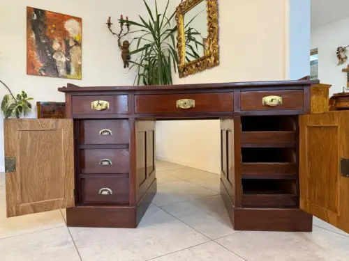 Altrestaurierter Jugendstil Schreibtisch Sekretär Freisteher G1878