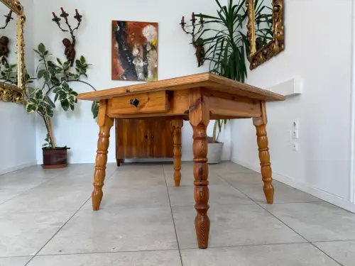 Einfacher Bauerntisch Teilmassiv Esstisch G1887