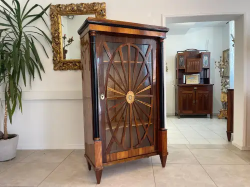 Sale Empire Vitrine Sonnenvitrine Bücherschrank Bibliotheksschrank NussholzAntiq