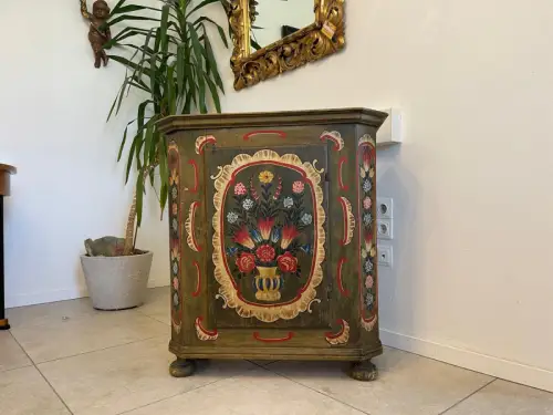 Bäuerliche Anrichte Sideboard Kasterl Bemalt Fichtenholz G1266