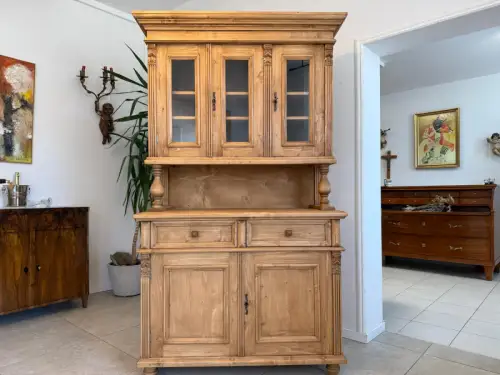 Gründerzeit Küchenkredenz Antike Bauernmöbel Vitrinenschrank G1970