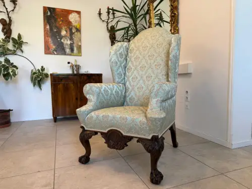 Restaurierter Historismus Ohrenfauteuil Ohrensessel Köinigssessel G1964