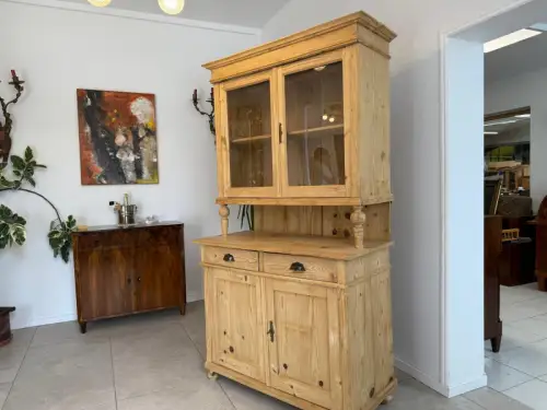 Restaurierte Gründerzeit Küchenschrank Vitrinenschrank Bauernschrank Bauernmöbel
