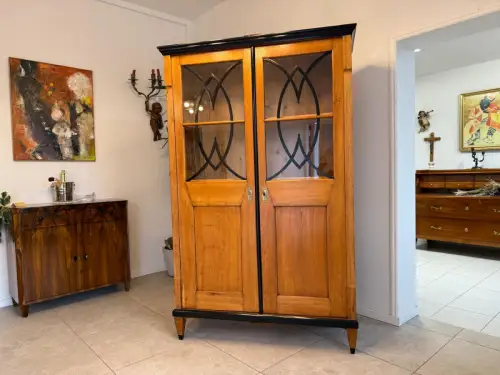 Sale Restaurierte Biedermeier Vitrine Bücherschrank Glasschrank Eichenholz G2047