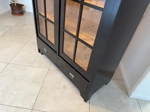 Sale Restaurierte Jugendstil Vitrine Bücherschrank Vitrinenschrank Schwarz Antik
