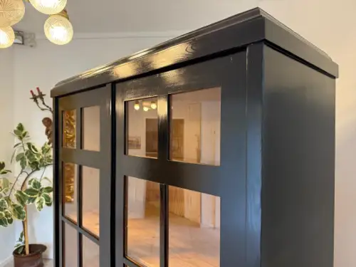 Sale Restaurierte Jugendstil Vitrine Bücherschrank Vitrinenschrank Schwarz Antik