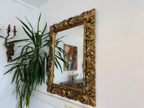 Florentiner Spiegel Akanthusblattschnitzkunst Holzschnitzkunst Antiquität G2104