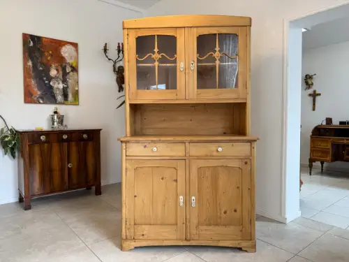Restaurierte Jugendstil Küchenschrank Vitrinenschrank Bauernschrank G2124