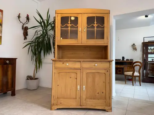 Restaurierte Jugendstil Küchenschrank Vitrinenschrank Bauernschrank G2124