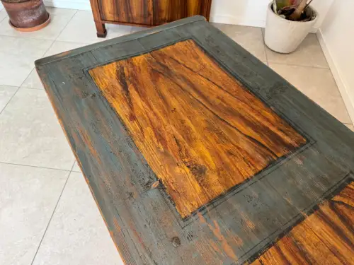 Urige handbemalte Mariazeller Bauerntruhe Truhe Landhaustruhe G2116