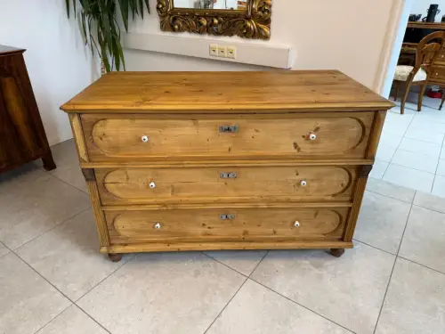 Restaurierte Biedermeier Kommode Antik 3 Laden aus Fichtenholz G2133