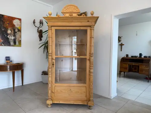 Originale Vitrine Bauernschrank Naturholz Bücherschrank Bauernvitrine Antik G214