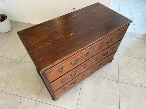 Barock Kommode Eichenholz Knochenbarock mit Schnitzarbeit G2152