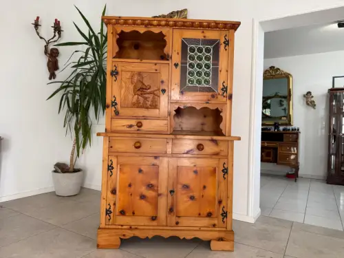 Zirbenholz Kredenz Butzenglas Küchenschrank G2176