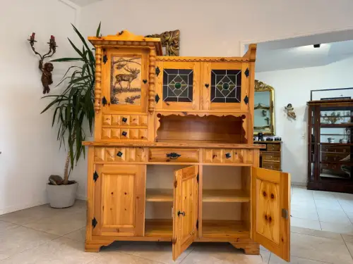 Zirbenholz Kredenz Butzenglas Küchenschrank G2174