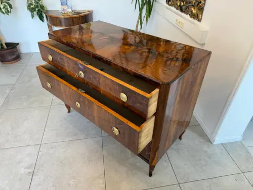 Restaurierte Biedermeier Kommode 3 Ladenkommode Nussholz G2165
