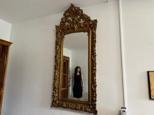 Rosenspiegel Ritterspiegel um 1860 Rosen Spiegel  Traum Rahmen G2167