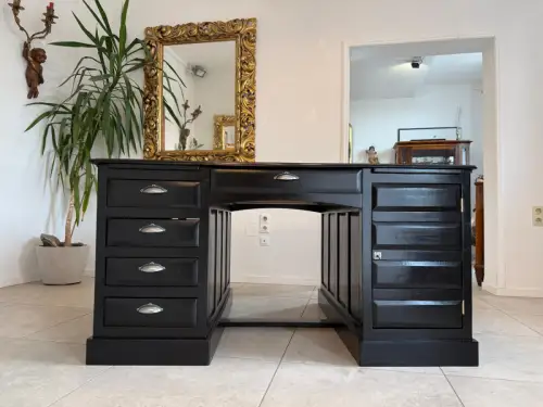 Sale Jugendstil Schreibtisch Schwarz Partnerdesk Partnerschreibtisch G2171