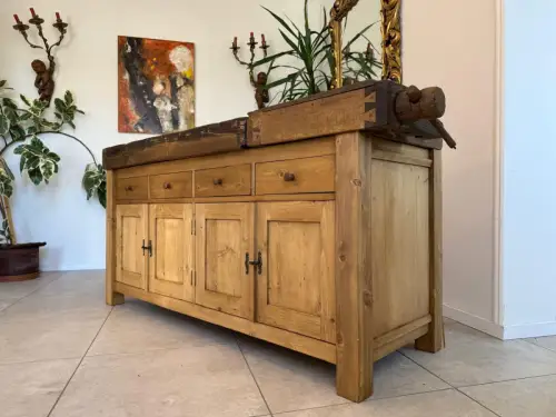 Urige Hobelbank Werkbank Pult Tresen Ladenschrank G2181