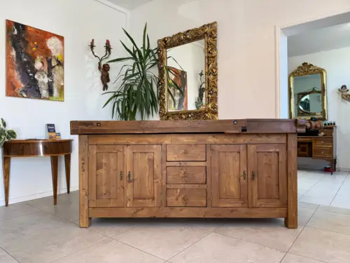 Urige Hobelbank Werkbank Pult Tresen Ladenschrank G2180
