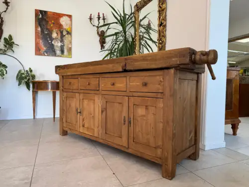 Urige Hobelbank Werkbank Pult Tresen Ladenschrank G2190
