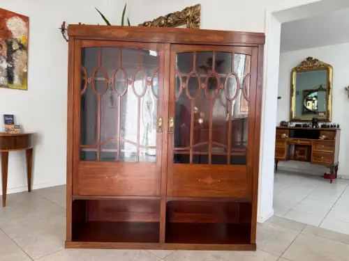 Originale Jugendstil Bücherschrank Vitirne Marketiert Antiquität G2187
