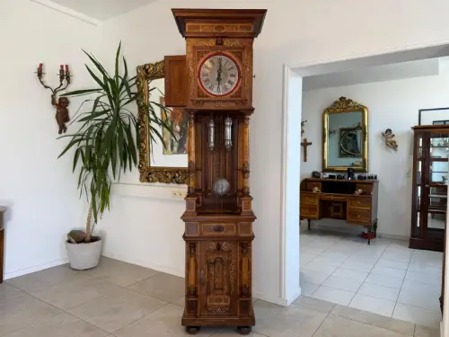 Spätrenaissance Standuhr 2 Gewichter Original Eichenholz Original Antiquität G21