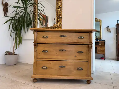 Restaurierte Gründerzeit 3 Laden  Kommode Weichholz Antik  G2205