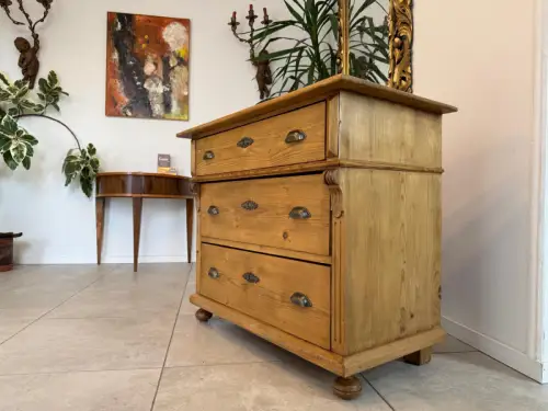 Restaurierte Gründerzeit 3 Laden  Kommode Weichholz Antik  G2205