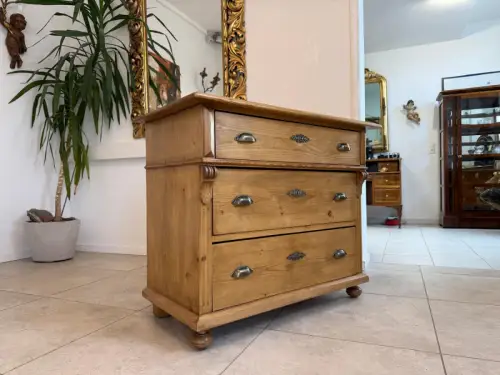 Restaurierte Gründerzeit 3 Laden  Kommode Weichholz Antik  G2205