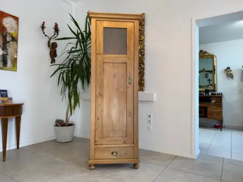 Bäuerlicher 1 türiger Bauernschrank Jugendstil Naturholzschrank Antik G2199
