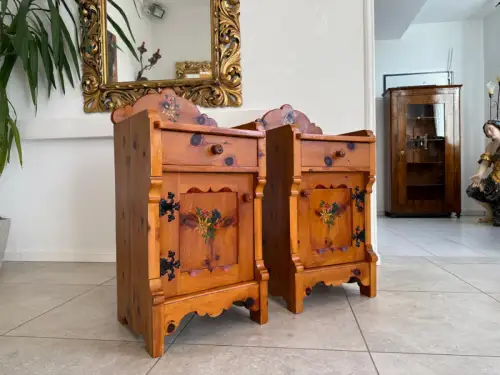 2 bäuerliche Nachtkasterl Naturholzkasterl Zirbenholz G2214