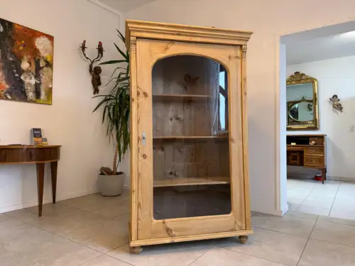 Bäuerliche Gründerzeit Vitrine Bauernvitrine Bauernschrank Naturholz G2216
