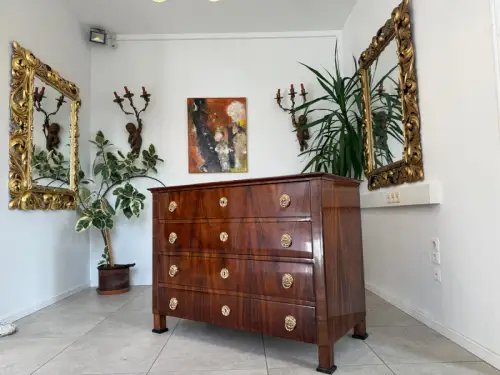 Restaurierte Biedermeier Kommode 4 Ladenkommode Nussholz G2210
