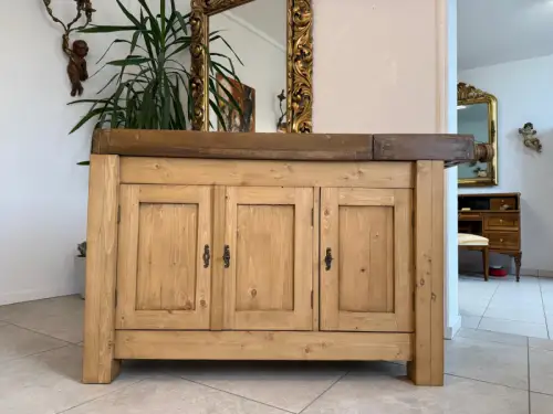 Urige Hobelbank Werkbank Pult Tresen Ladenschrank Antik G2253