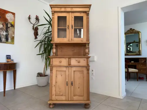 Gründerzeit Küchenkredenz Antike Bauernmöbel Vitrinenschrank G2289