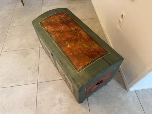 Urige handbemalte Tiroler Truhe Landhaustruhe Bauerntruhe G2269