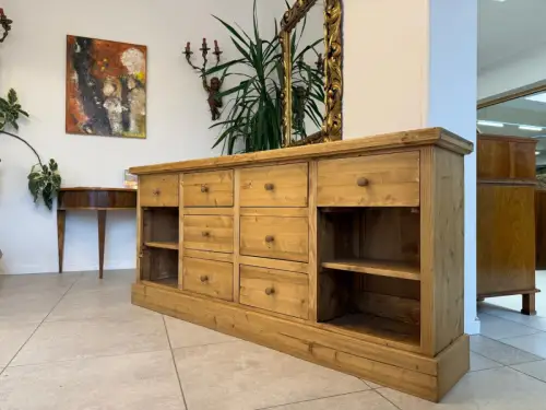 Antike 8 Ladenkommode Ladenschrank Apothekerschrank Weichholz G2315