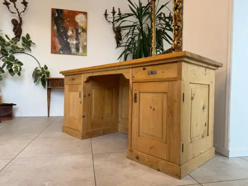 Bäuerlicher Jugendstil Schreibtisch Sekretär Naturholz G2343