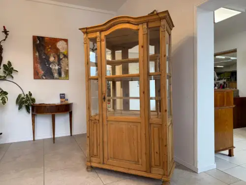Bäuerliche Gründerzeit Vitrine Bauernvitrine Bauernschrank Naturholz G2340