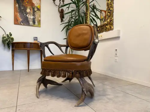 Antiker Jagdsessel geweihstuhl Sessel Traumstuhl G2322