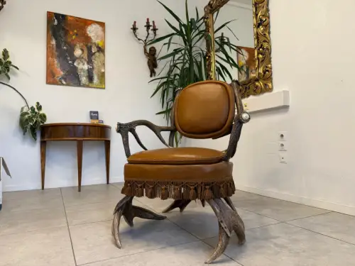 Antiker Jagdsessel geweihstuhl Sessel Traumstuhl G2322