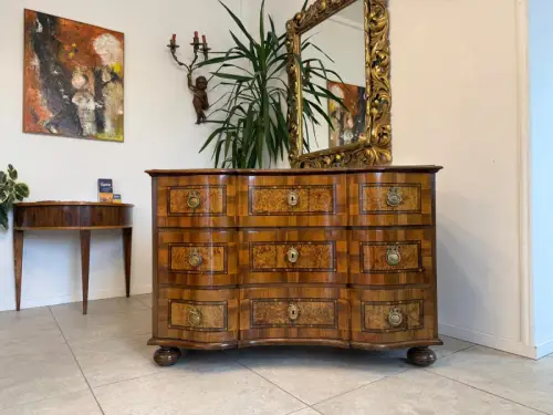 Authentische Barock Kommode Obstholz Marketerien Antiquität Nussholz  G2375