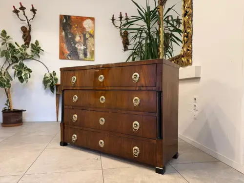 Restaurierte Biedermeier Kommode 4 Ladenkommode Nussholz G2391