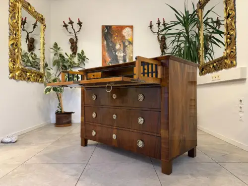 SALE Restaurierte Biedermeier Schreibkommode Nussholz Antiquität Antikmöbel G238