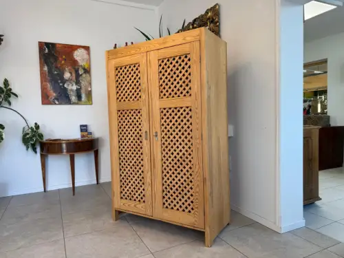 Jugendstil Bauernschrank Naturholzschrank Gitterschrank Naturholschrank D1013