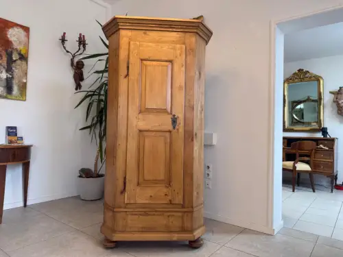 Restaurierter 1 türiger Bauernschrank Barocker Naturholzschrank Weichholz Antik 