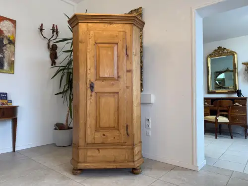 Restaurierter 1 türiger Bauernschrank Barocker Naturholzschrank Weichholz D1016